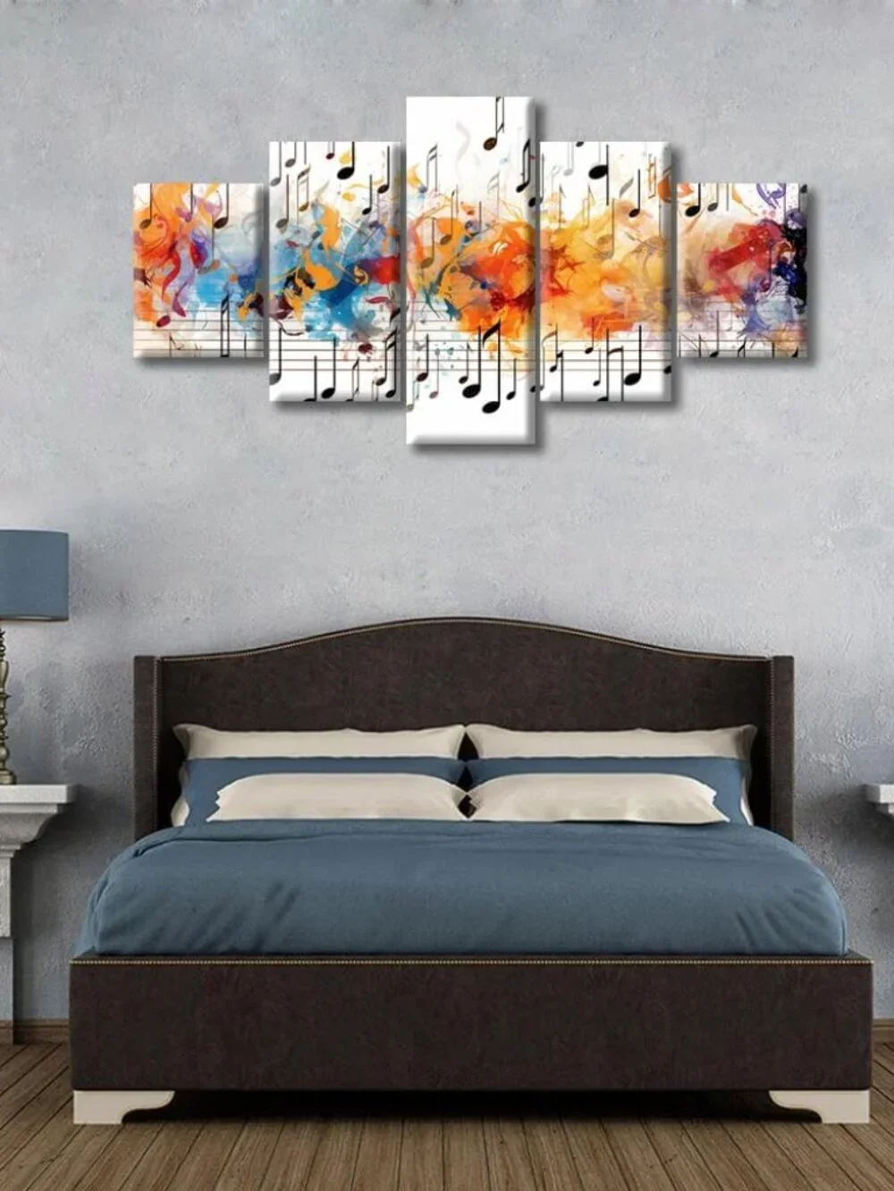 5 Panel Canvas Prints Wall Art Abstract Musical Notes